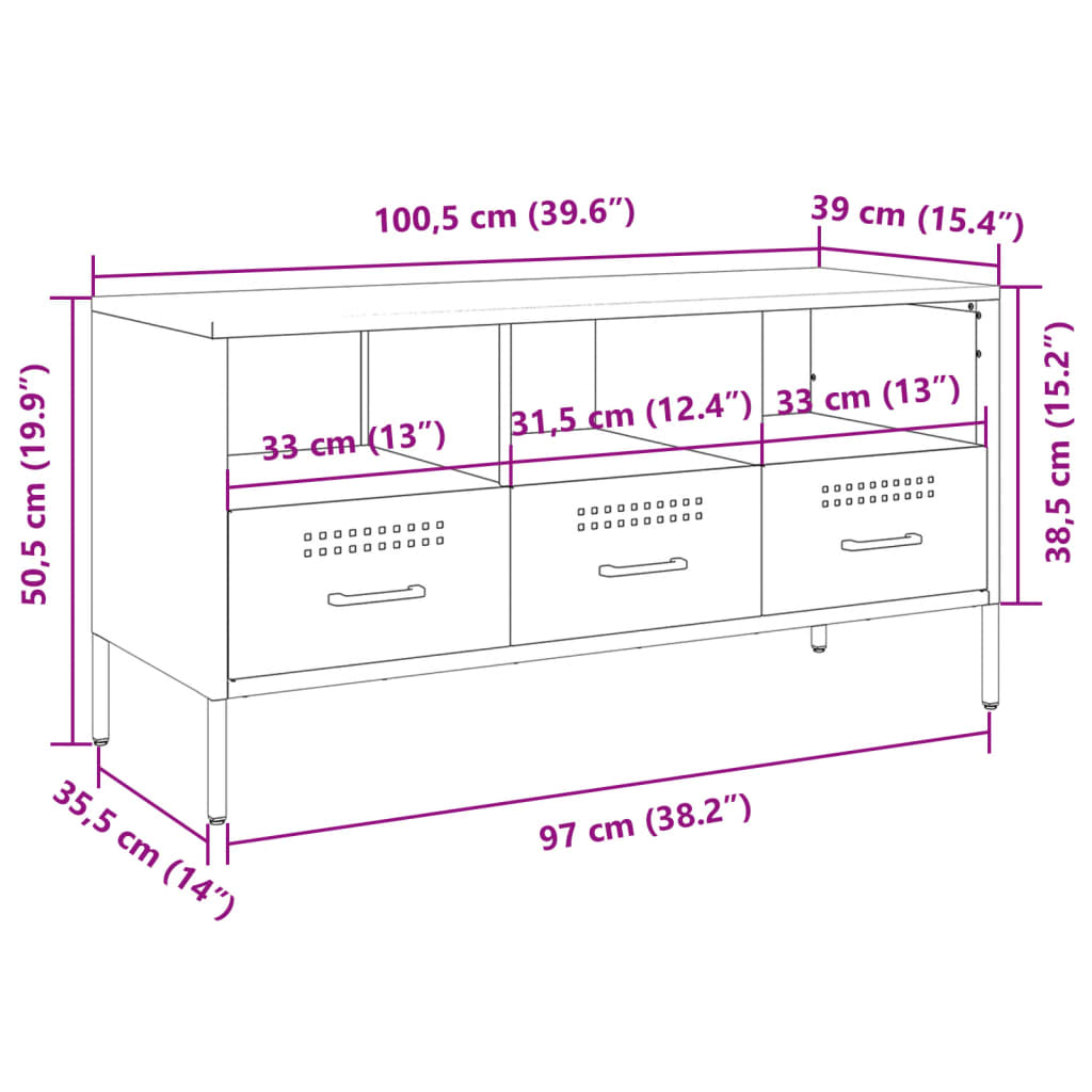 vidaXL TV Cabinet Mustard Yellow 100.5x39x50.5 cm Steel