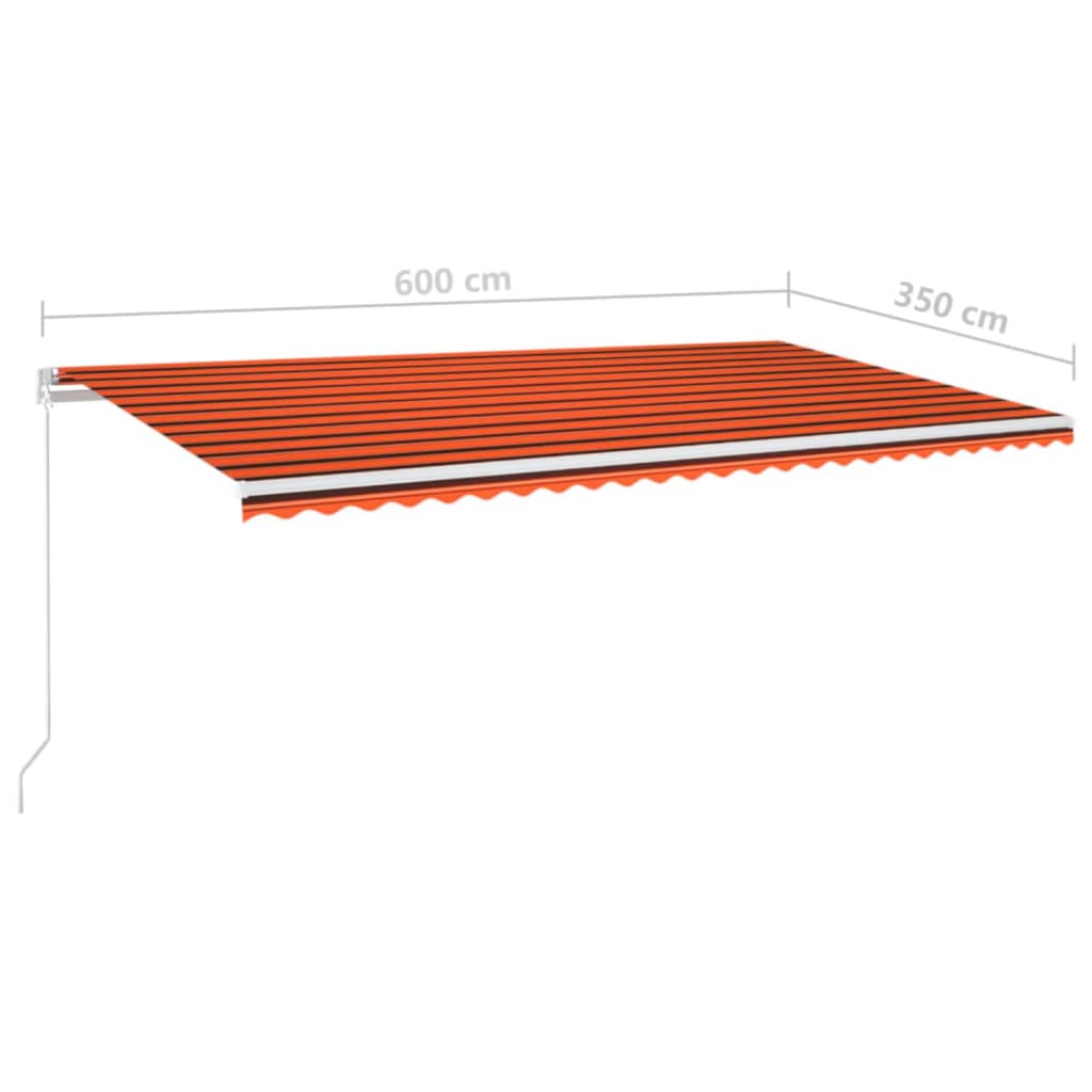 vidaXL Manual Retractable Awning with LED 600x350 cm Orange and Brown