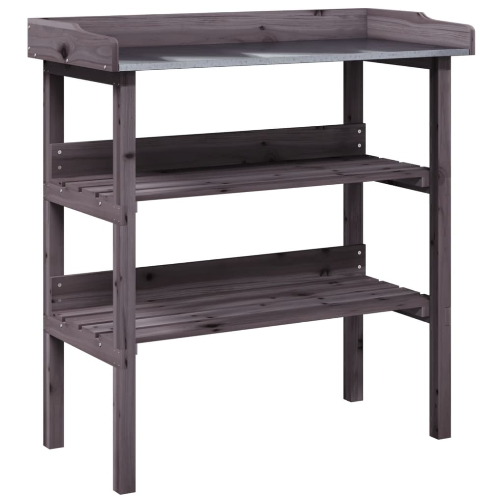 vidaXL Plant Table with Shelves Grey 78x38x82.5 cm Solid Wood Fir