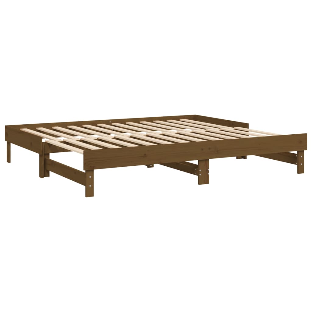 vidaXL Pull-out Day Bed without Mattress Honey Brown 2x(100x200) cm