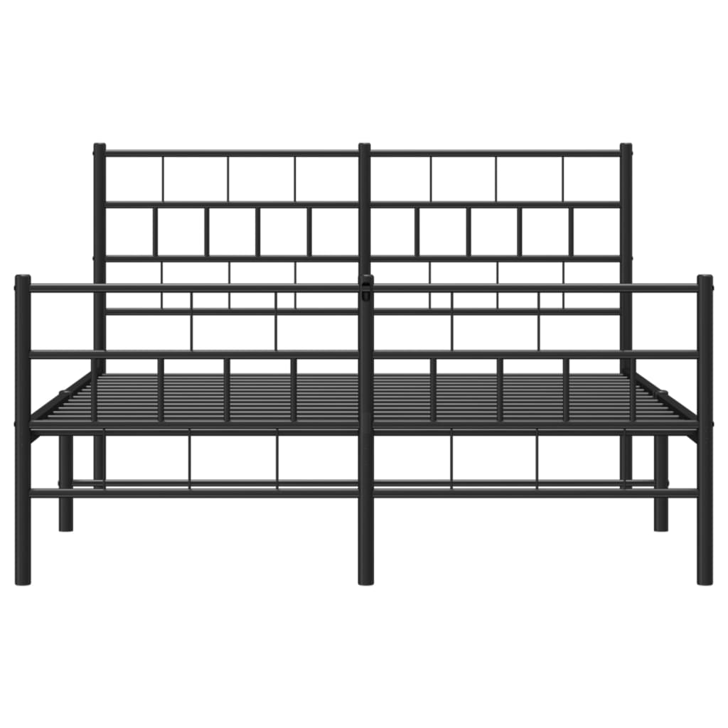 vidaXL Metal Bed Frame without Mattress with Footboard Black 135x190 cm Double