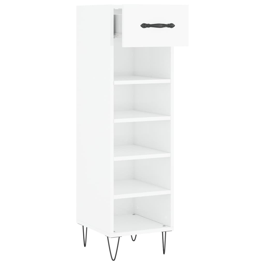 vidaXL Shoe Cabinet High Gloss White 30x35x105 cm Engineered Wood