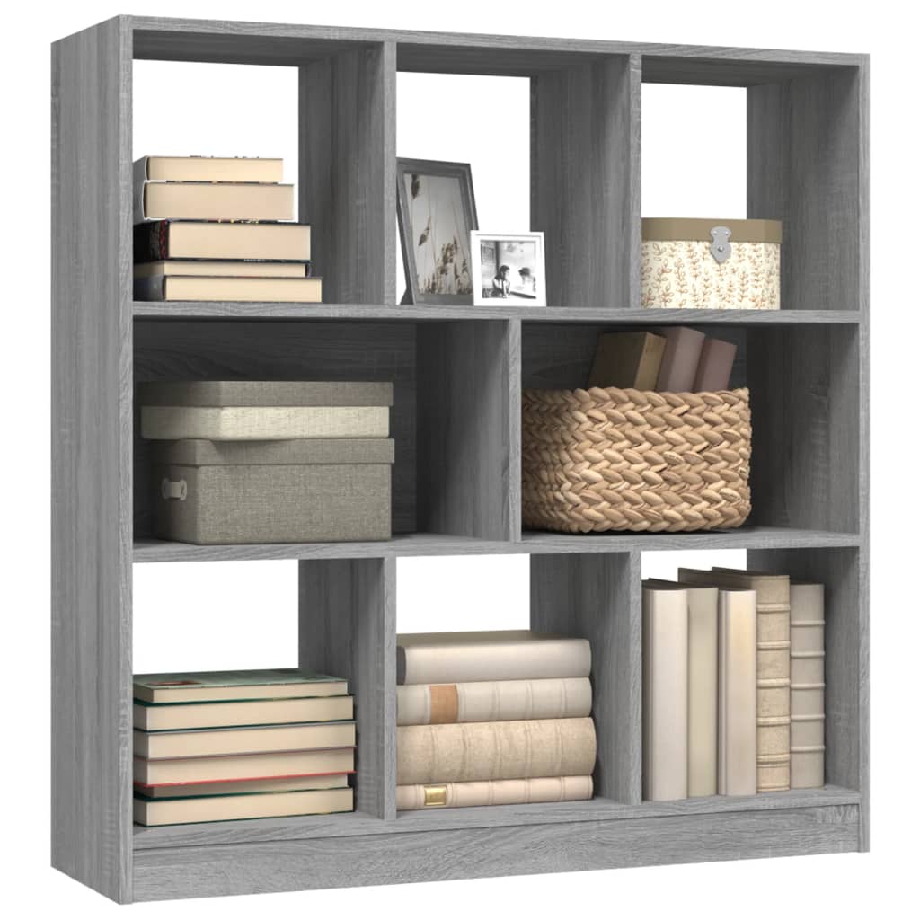 vidaXL Book Cabinet Grey Sonoma 97.5x29.5x100 cm Engineered Wood