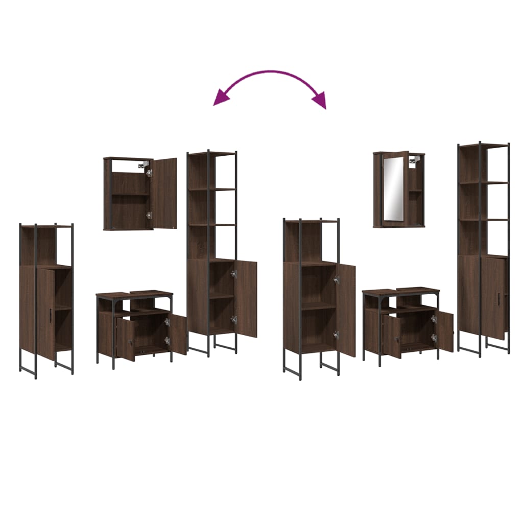 vidaXL 4 Piece Bathroom Furniture Set Brown Oak Engineered Wood