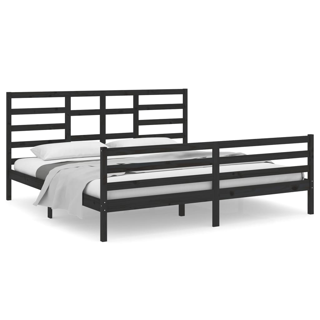 vidaXL Bed Frame Black Solid Wood 200x200 cm