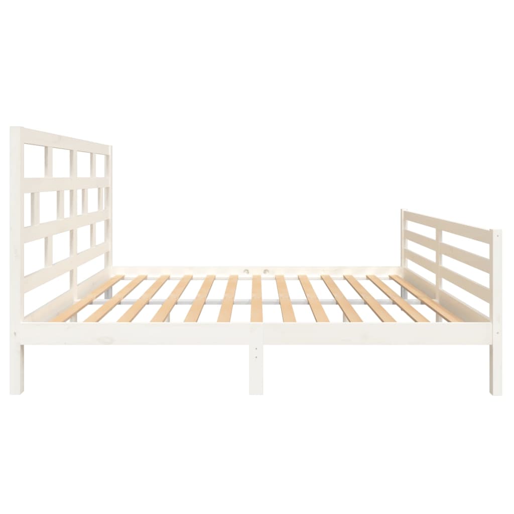 vidaXL Bed Frame without Mattress White Solid Wood 160x200 cm (810441+814205)