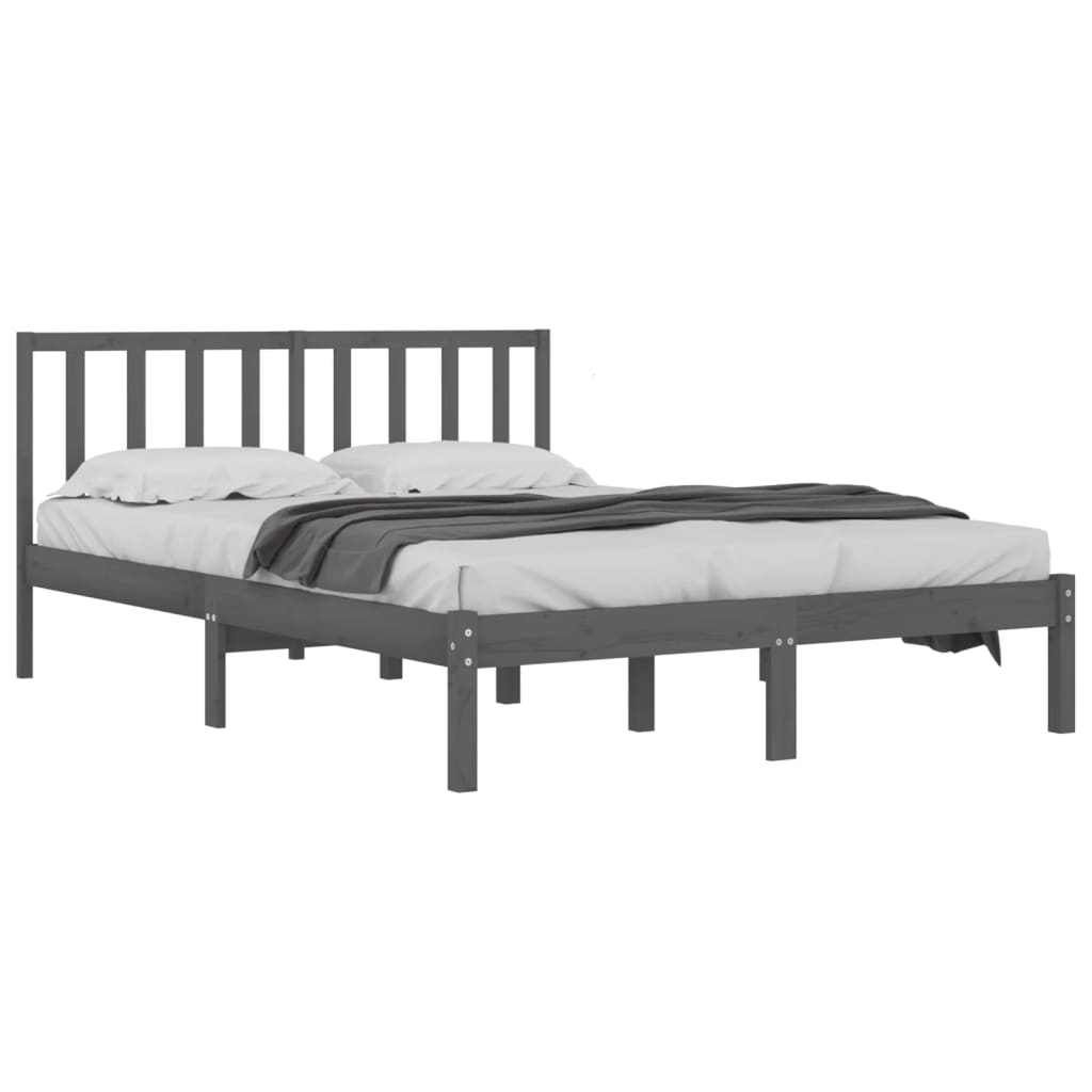 vidaXL Bed Frame Grey Solid Wood Pine 120x190 cm Small Double