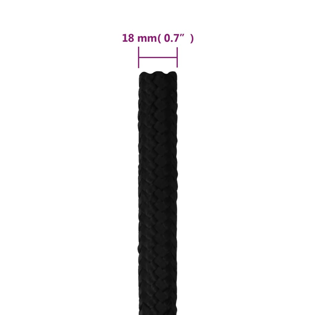 vidaXL Work Rope Black 18 mm 100 m Polyester