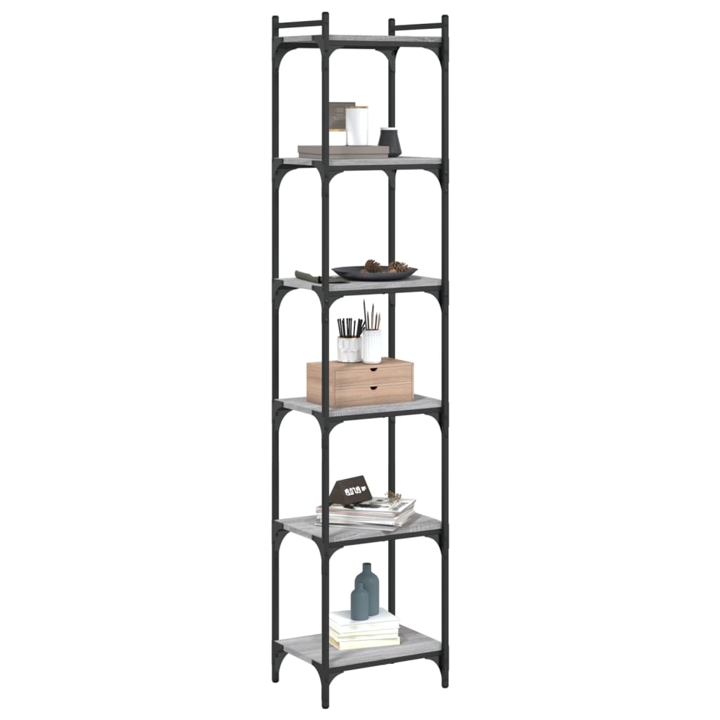 vidaXL Bookcase 6-Tier Grey Sonoma 40x30x188 cm Engineered Wood