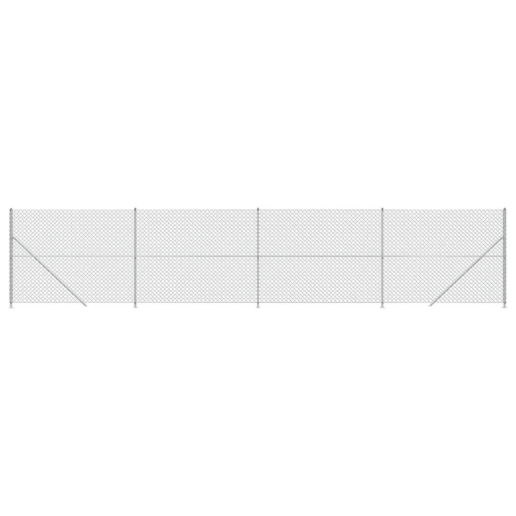 vidaXL Chain Link Fence with Flange Silver 2x10 m