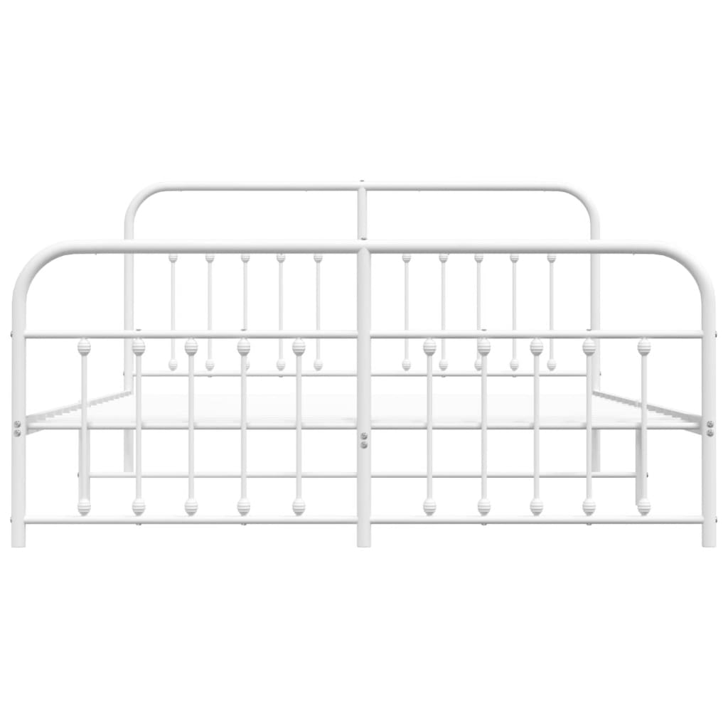 vidaXL Metal Bed Frame without Mattress with Footboard White 183x213 cm