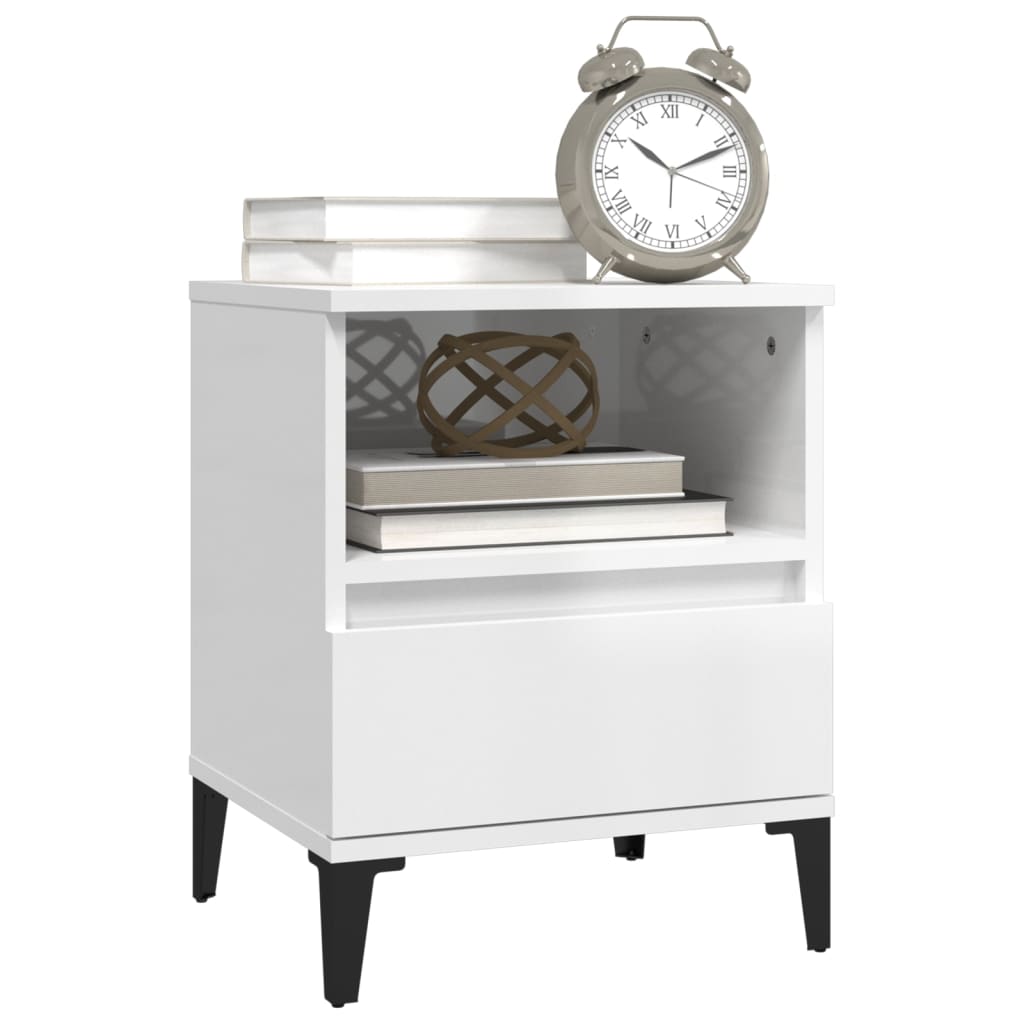 vidaXL Bedside Cabinets 2 pcs High Gloss White 40x35x50 cm