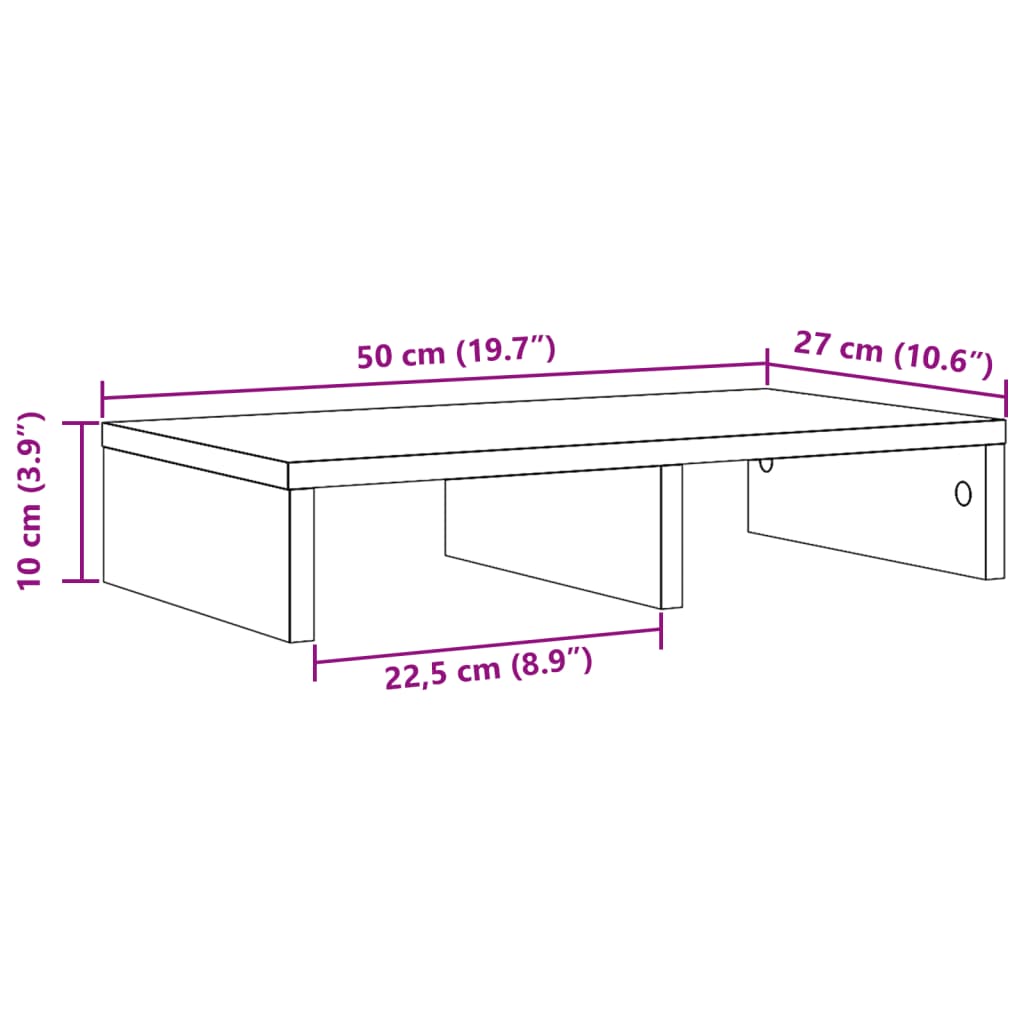 vidaXL Monitor Stand Sonoma Oak 50x27x10 cm Engineered Wood