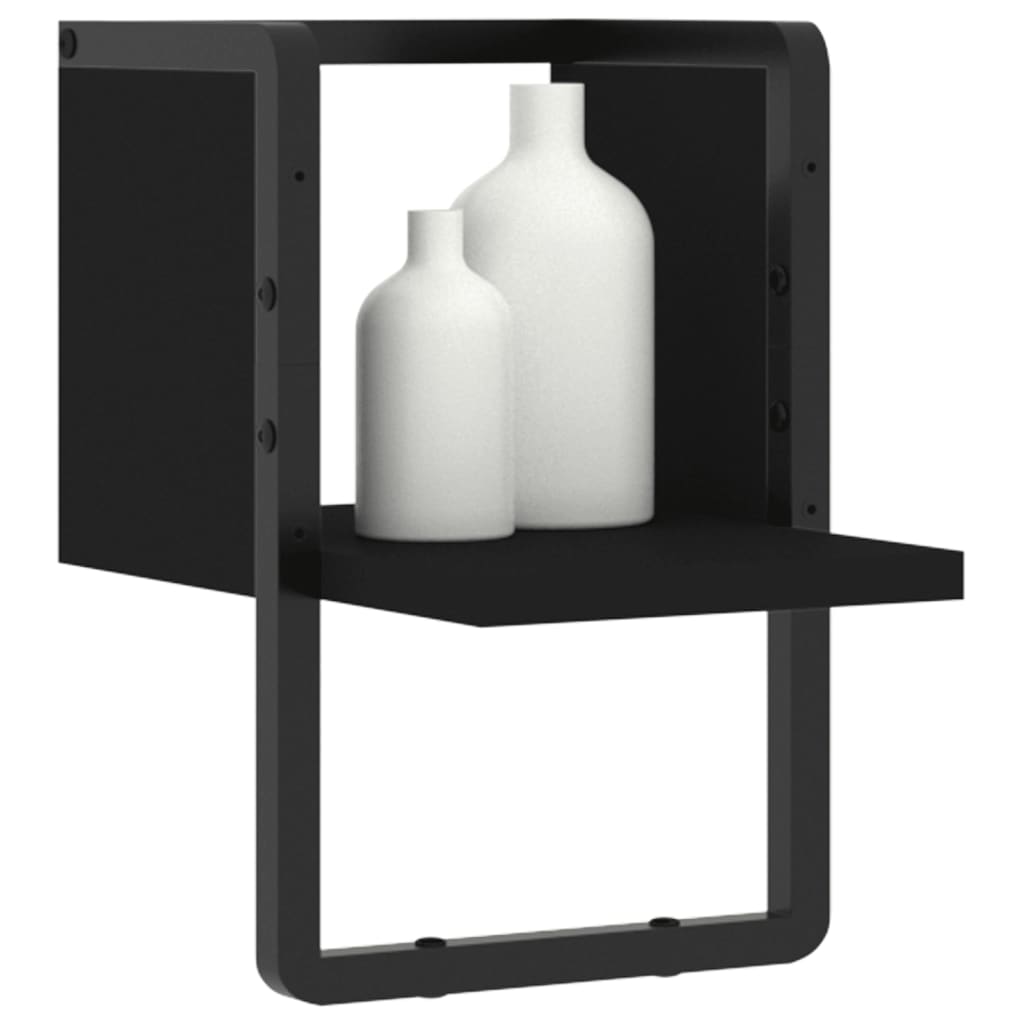 vidaXL Wall Shelf with Bar Black 20x25x30 cm