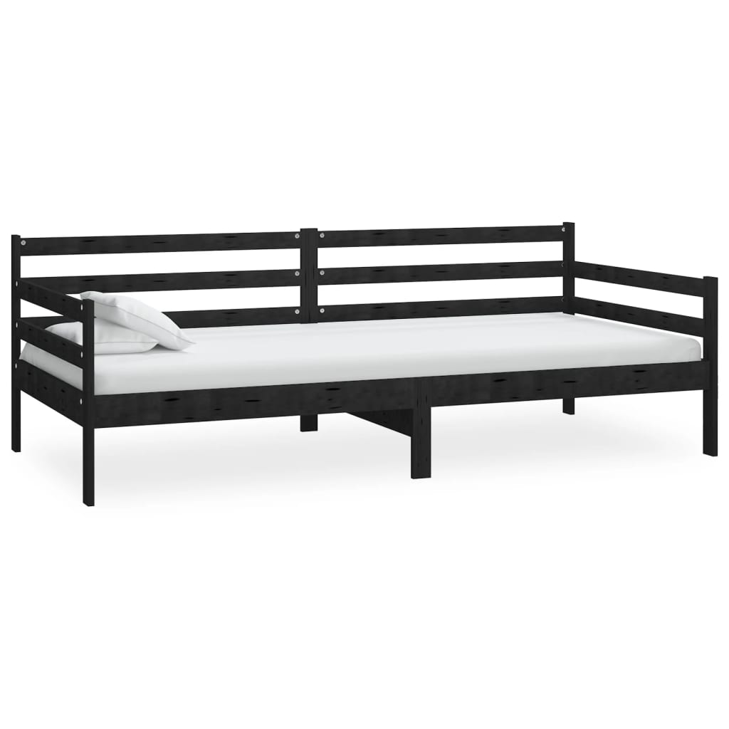 vidaXL Day Bed without Mattress Black Solid Wood Pine 90x200 cm