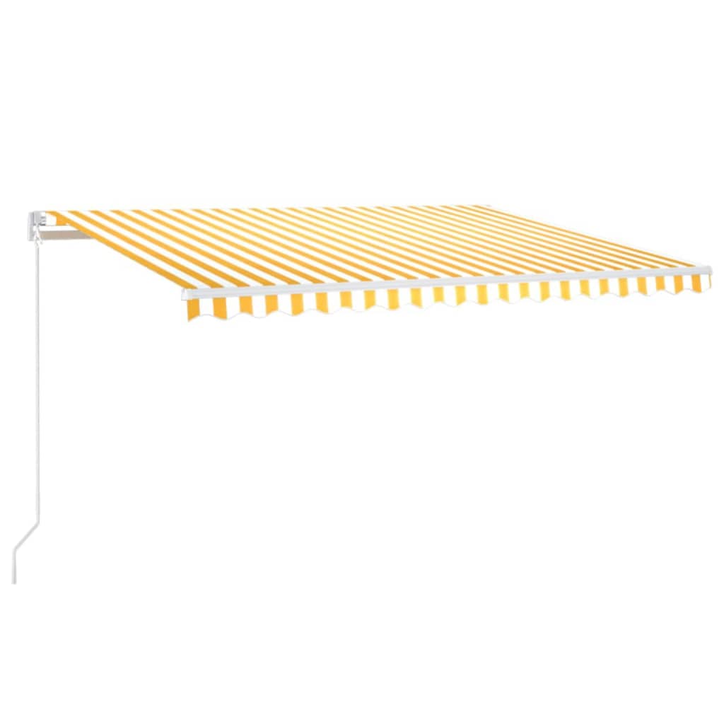 vidaXL Manual Retractable Awning with LED 400x350 cm Yellow and White