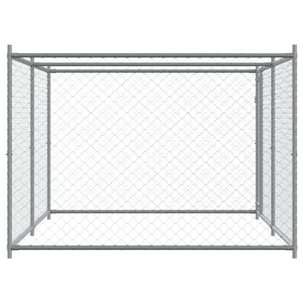vidaXL Dog Cage with Door Grey 4x2x1.5 m Galvanised Steel