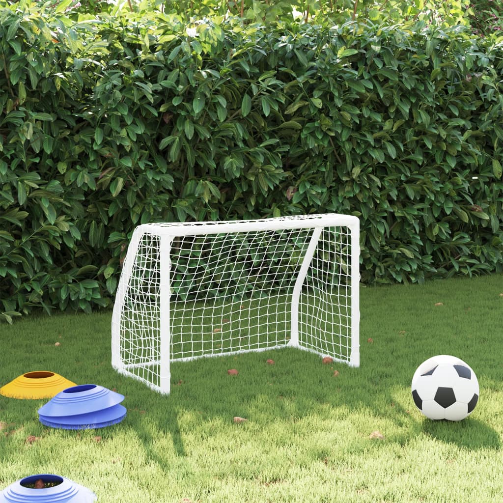 vidaXL Kids' Football Goals 2 pcs with Ball White 64x35x48 cm Metal