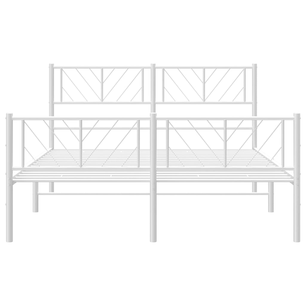 vidaXL Metal Bed Frame with Headboard and Footboard White 120x200 cm