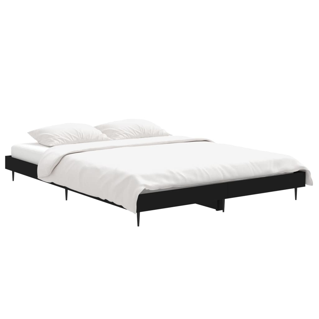 vidaXL Bed Frame without Mattress Black 135x190 cm Double Engineered Wood