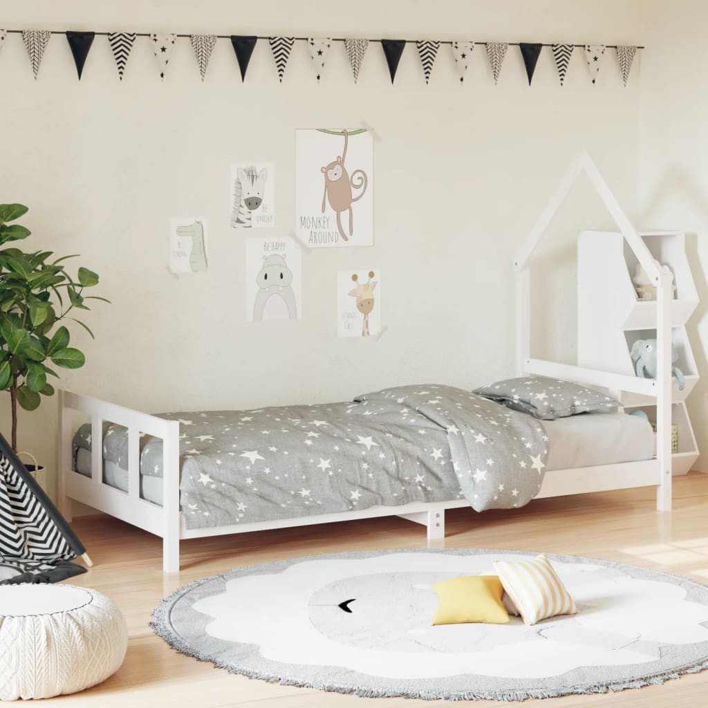 vidaXL Kids Bed Frame White 90x200 cm Solid Wood Pine
