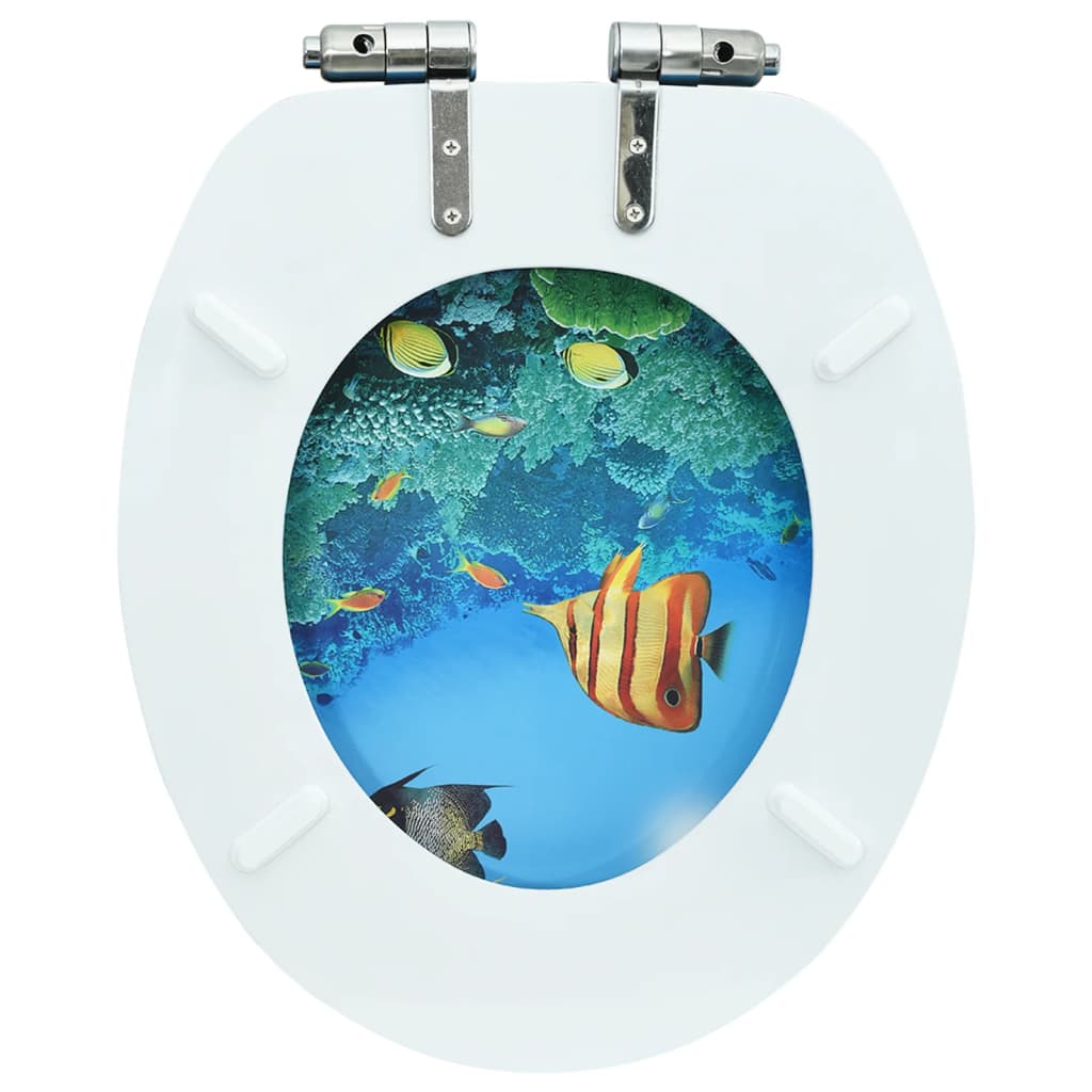 vidaXL WC Toilet Seat with Soft Close Lid MDF Deep Sea Design