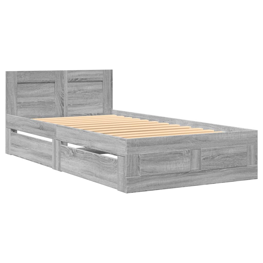 vidaXL Bed Frame with Headboard without Mattress Grey Sonoma 100x200 cm