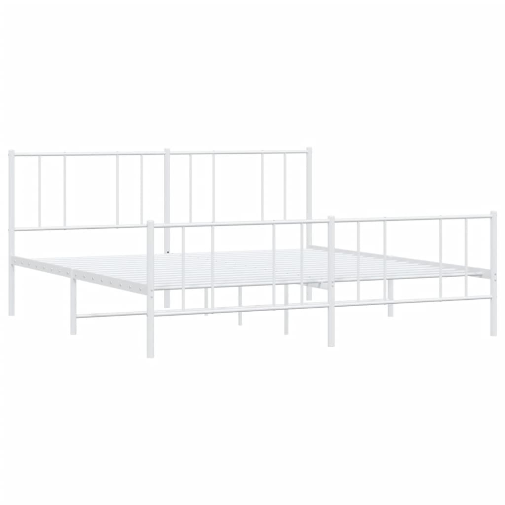 vidaXL Metal Bed Frame without Mattress with Footboard White 200x200 cm