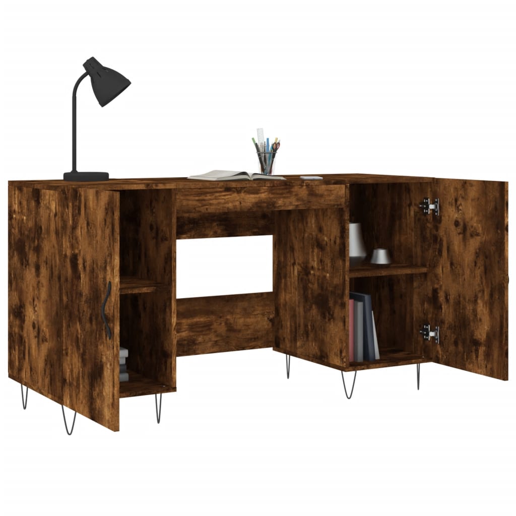 vidaXL Desk Smoked Oak 140x50x75 cm Engineered Wood