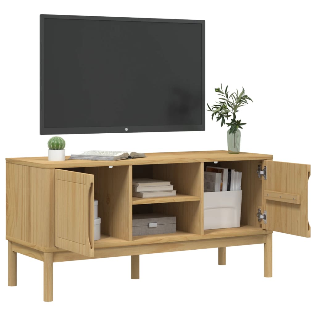 vidaXL TV Cabinet FLORO Wax Brown 114x43x55 cm Solid Pine Wood