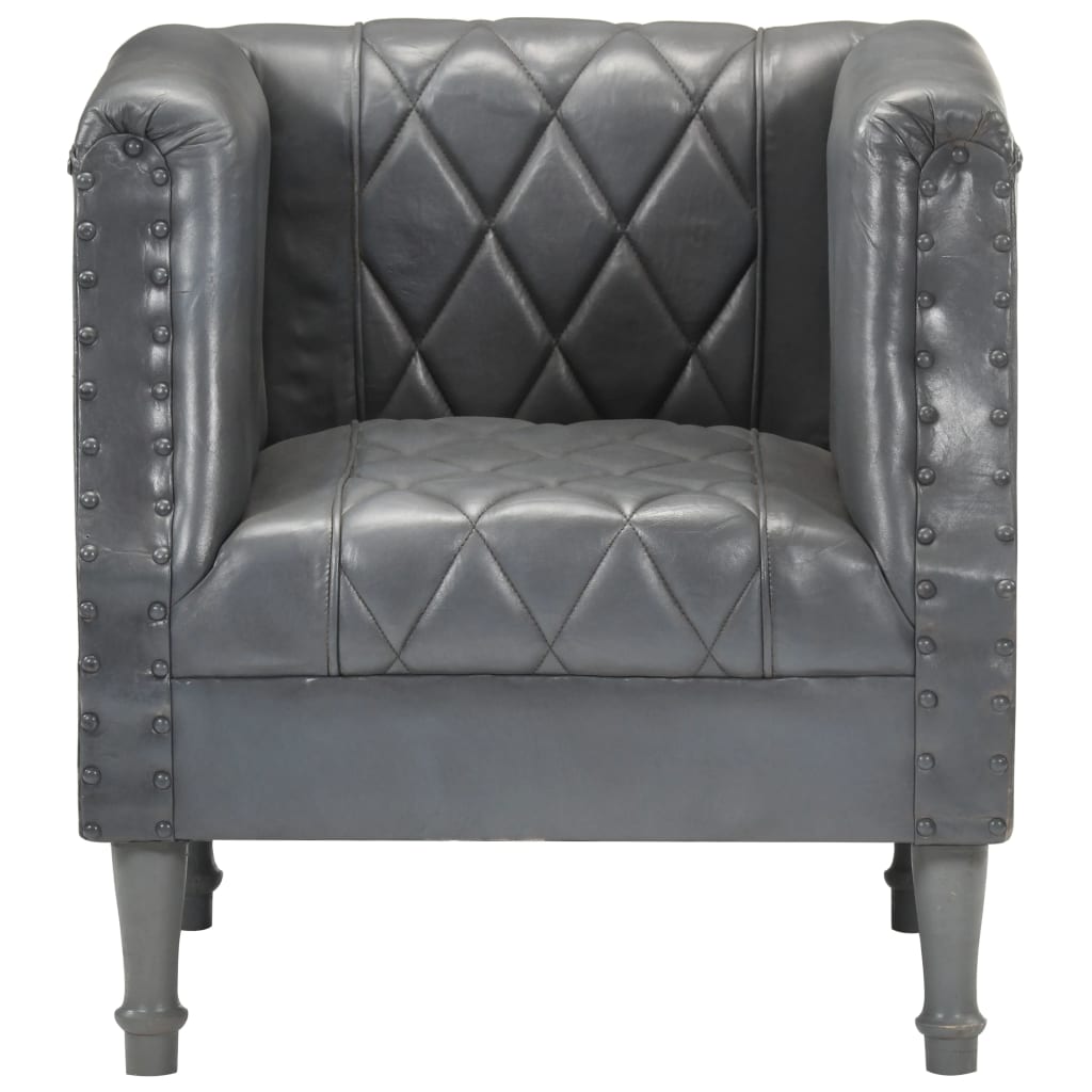 vidaXL Tub Chair Grey Real Goat Leather