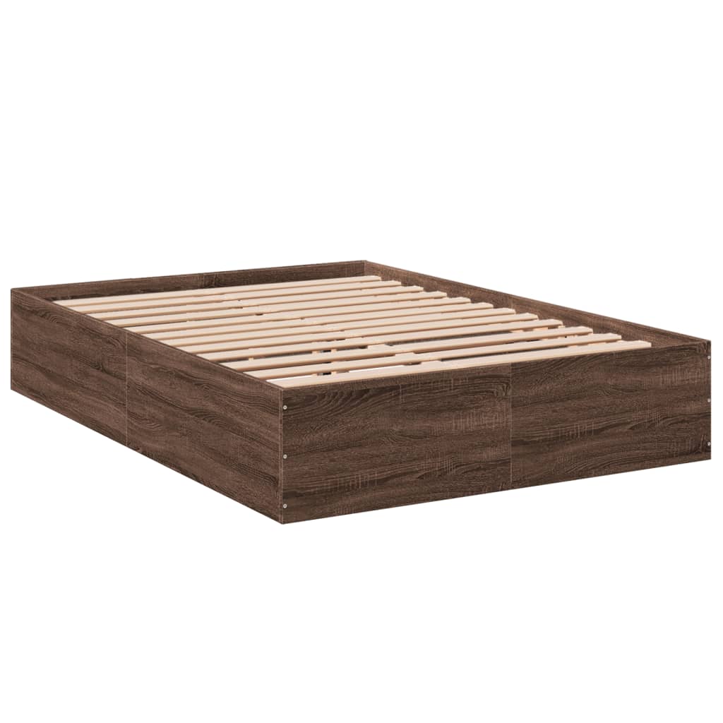 vidaXL Bed Frame without Mattress Brown Oak 135x190 cm Double