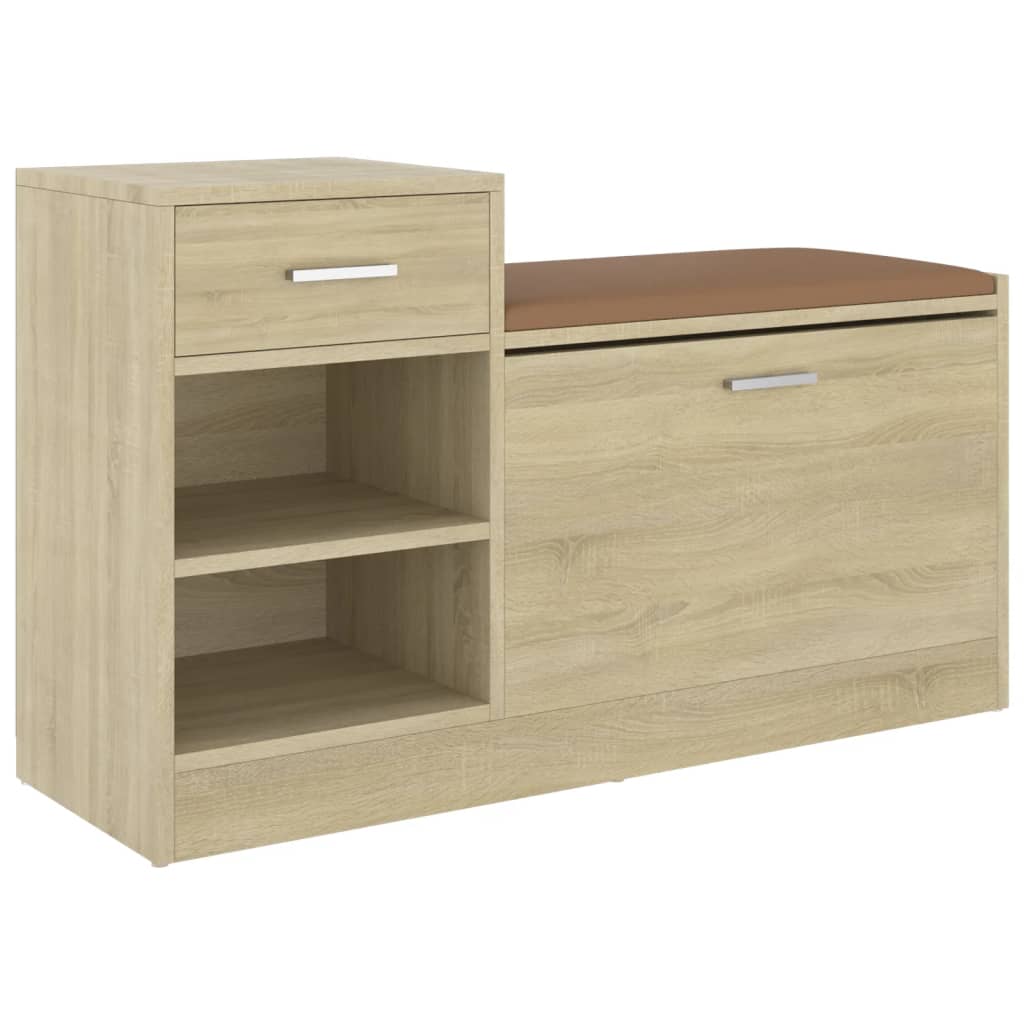 vidaXL Shoe Bench Sonoma Oak 94.5x31x57 cm Engineered Wood