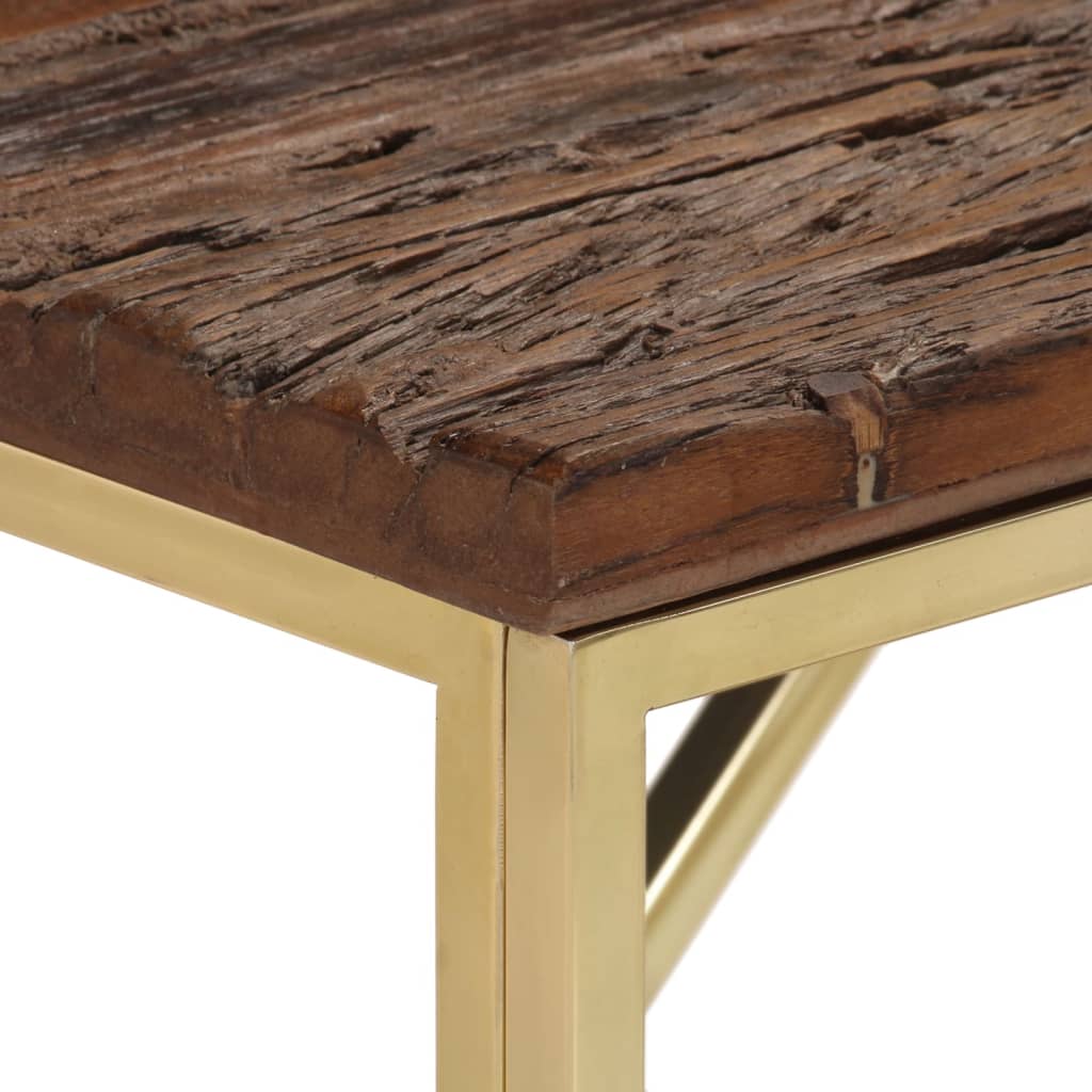 vidaXL Console Table Gold Stainless Steel and Solid Wood Sleeper