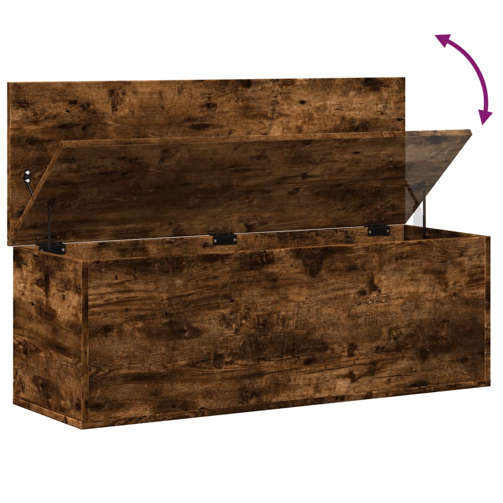 vidaXL Storage Box Smoked Oak 102x35x35 cm Engineered Wood