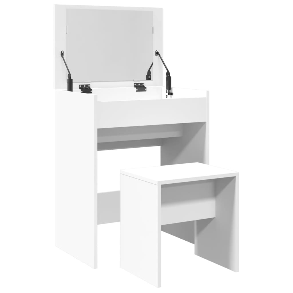 vidaXL Dressing Table and Stool White 60x40x113.5 cm