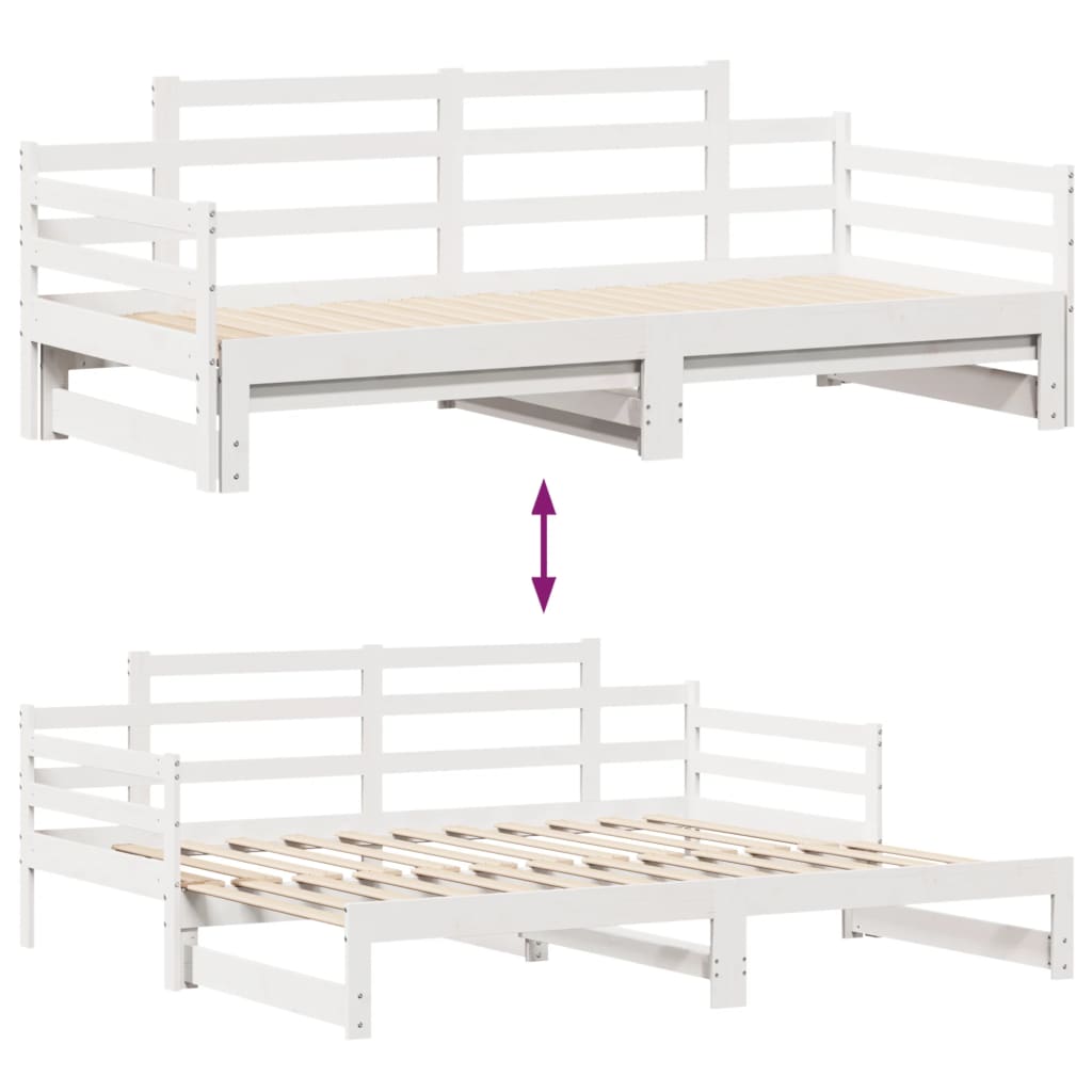 vidaXL Daybed with Trundle and Drawers without Mattress White 80x200 cm