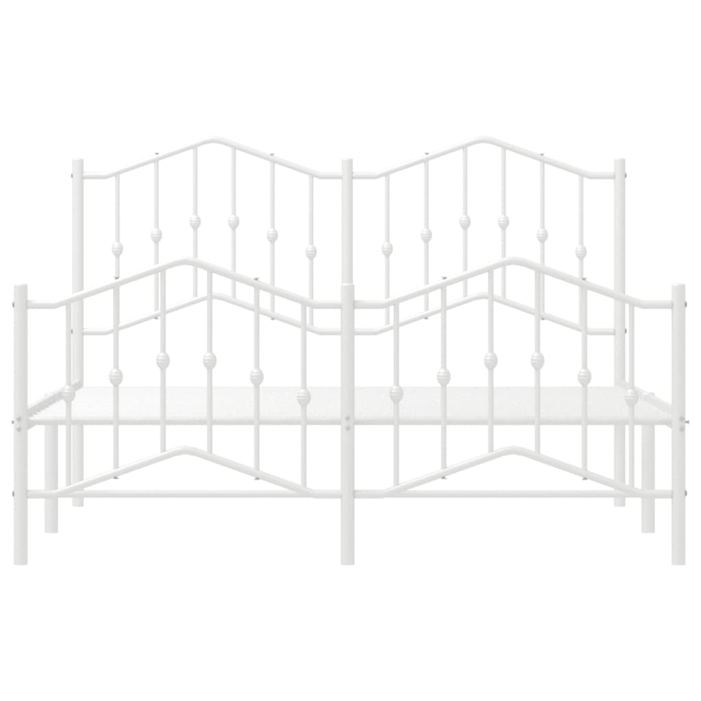 vidaXL Metal Bed Frame without Mattress with Footboard White 135x190 cm Double