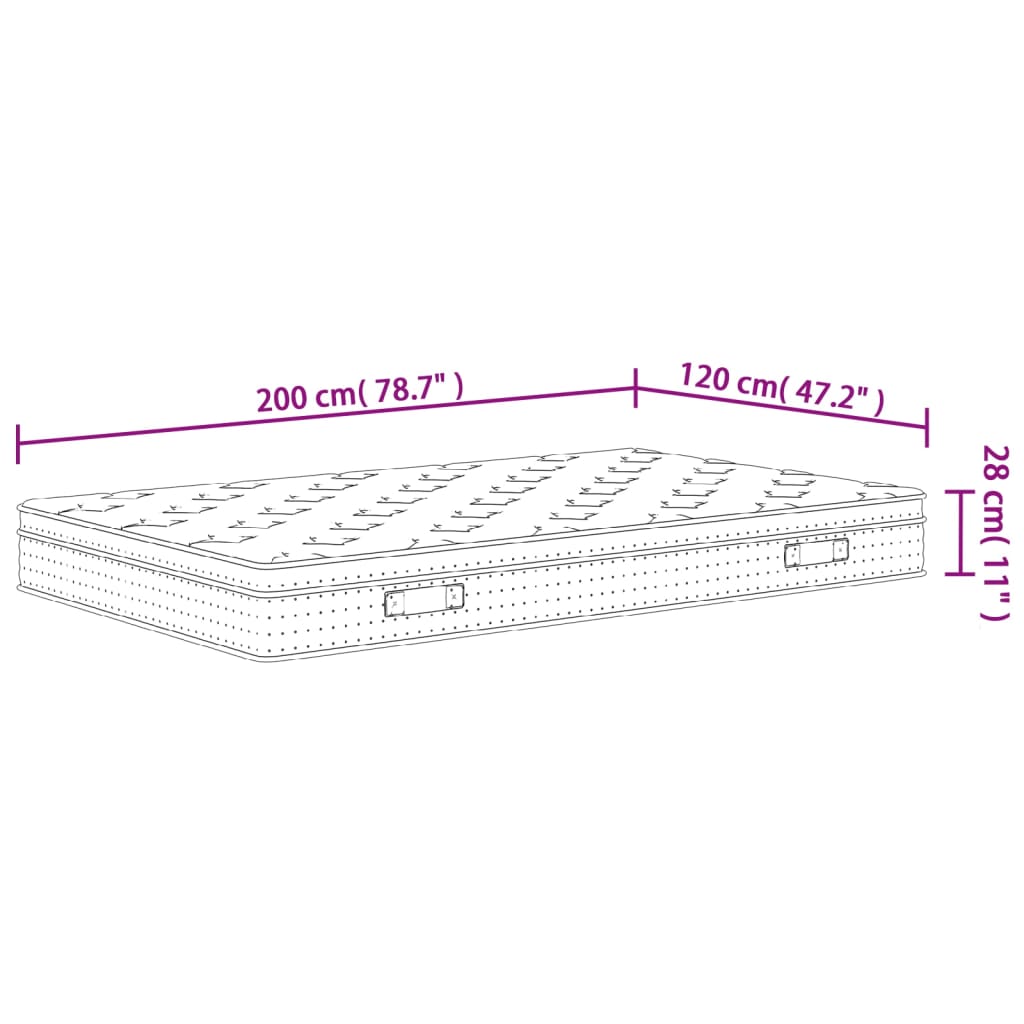 vidaXL Pocket Spring Mattress Medium Plus 120x200 cm