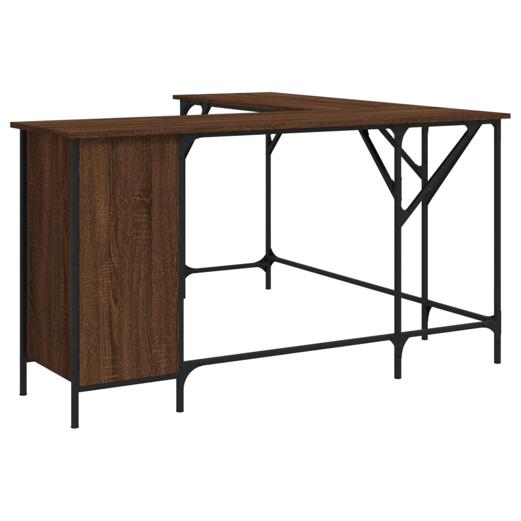 vidaXL Desk Brown Oak 141x141x75 cm Engineered Wood