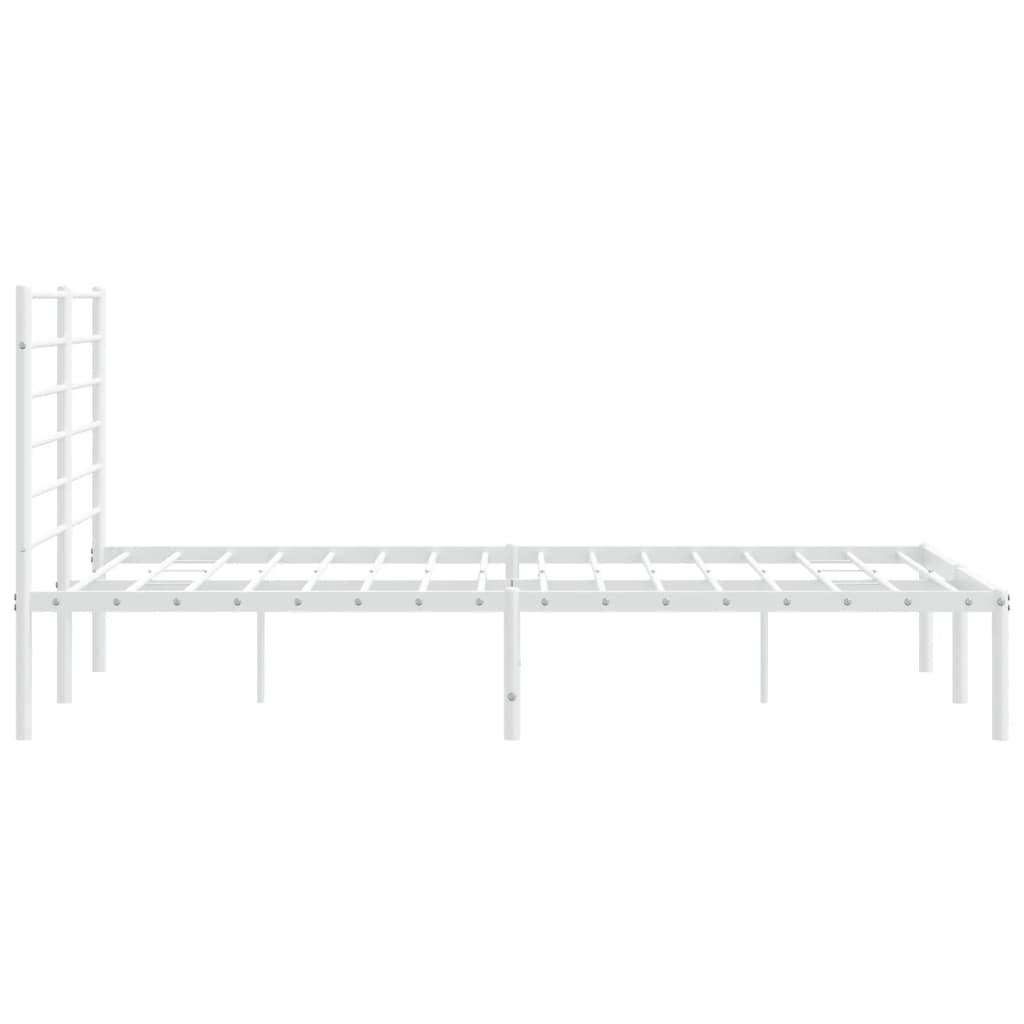 vidaXL Metal Bed Frame without Mattress with Headboard White 140x200 cm