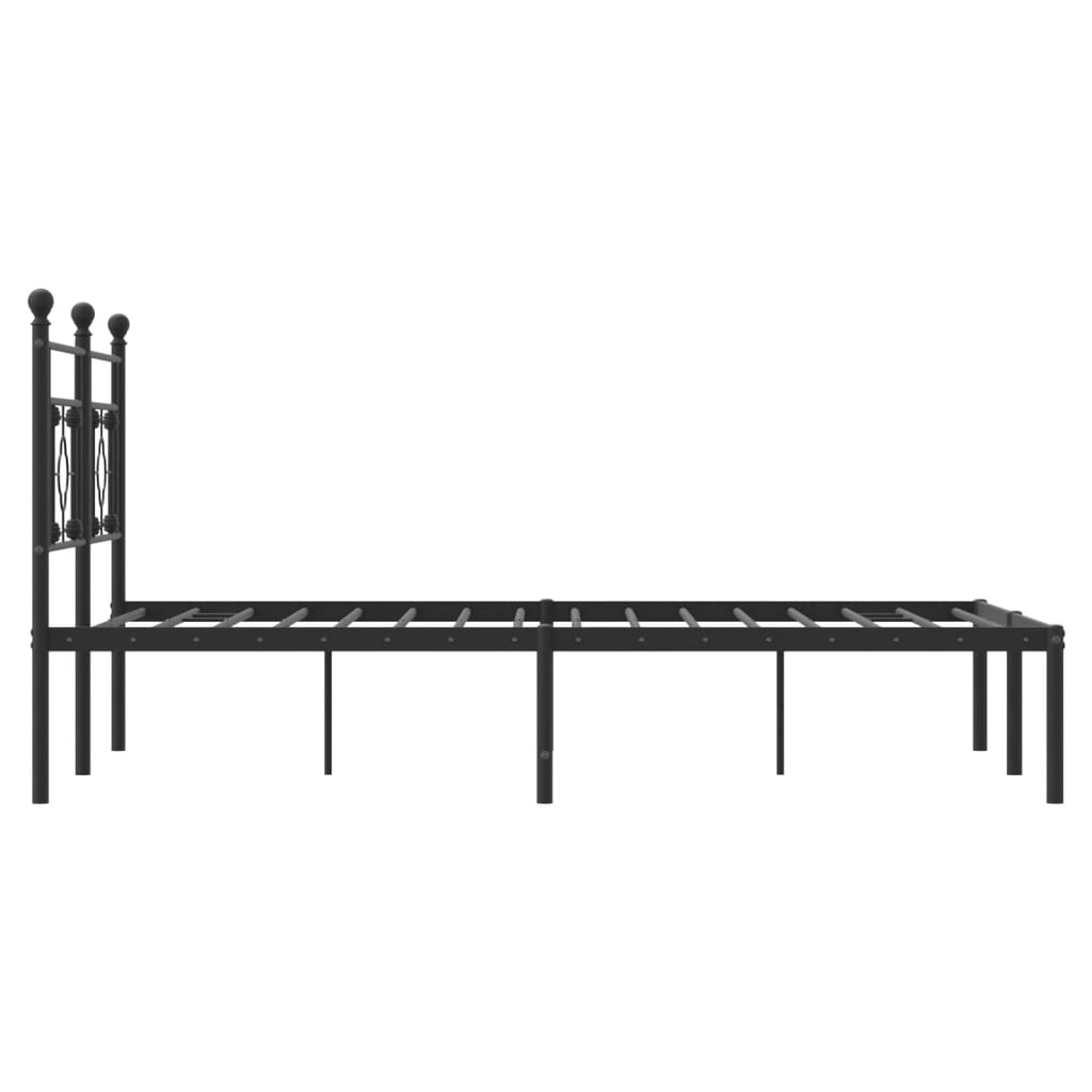 vidaXL Metal Bed Frame without Mattress with Headboard Black 140x200 cm