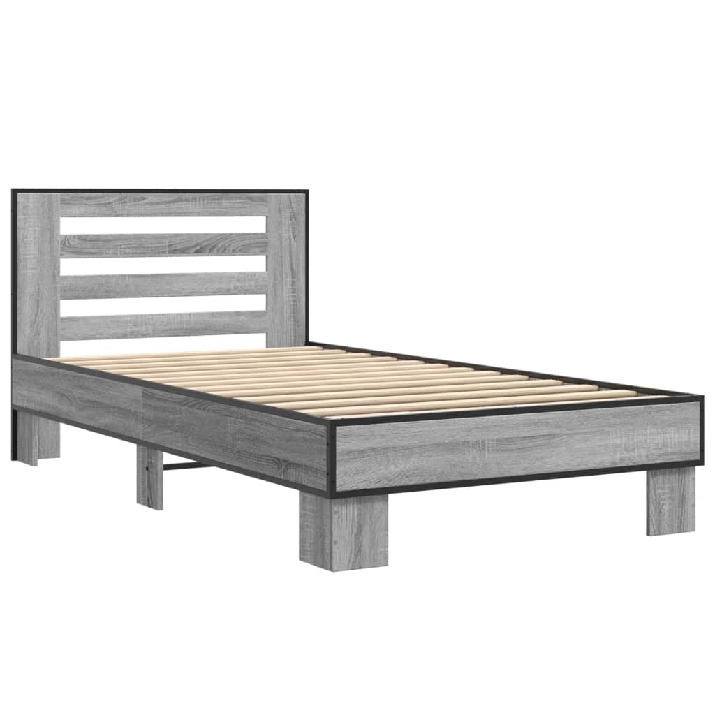 vidaXL Bed Frame without Mattress Grey Sonoma 75x190 cm Small Single