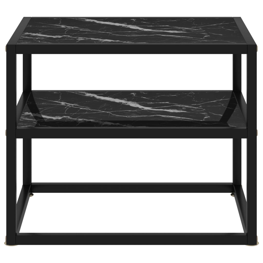 vidaXL Console Table Black 50x40x40 cm Tempered Glass