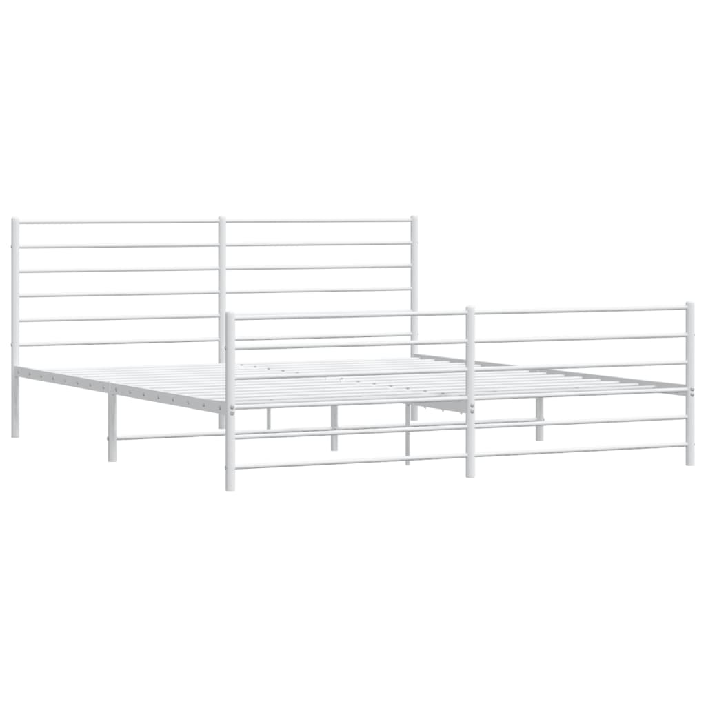 vidaXL Metal Bed Frame without Mattress with Footboard White 200x200 cm