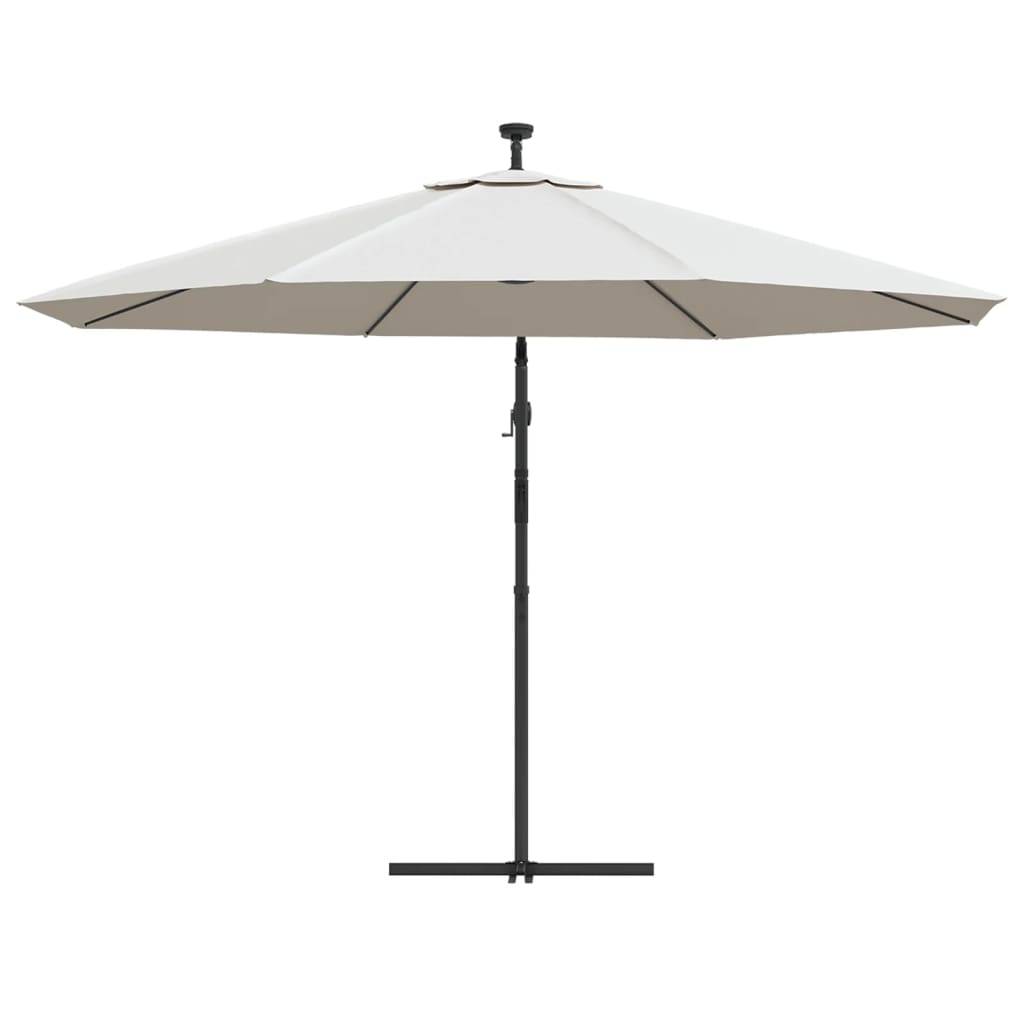 vidaXL Cantilever Garden Parasol with LED Lights and Metal Pole 350 cm Sand