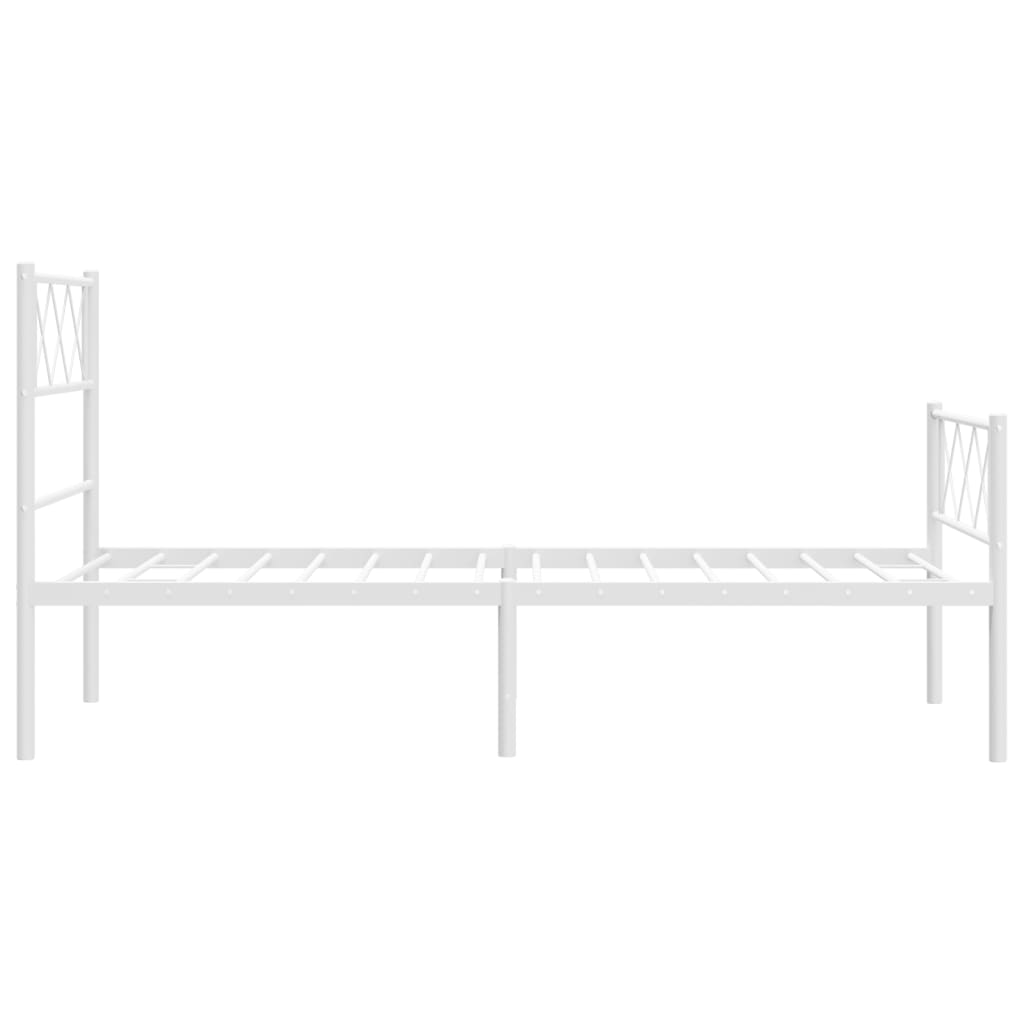 vidaXL Metal Bed Frame without Mattress with Footboard White 100x200 cm