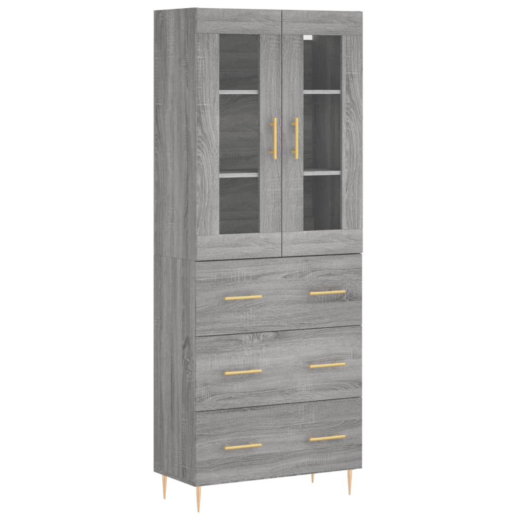 vidaXL Highboard Grey Sonoma 69.5x34x180 cm Engineered Wood