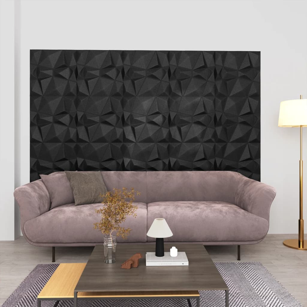 vidaXL 3D Wall Panels 48 pcs 50x50 cm Diamond Black 12 m²
