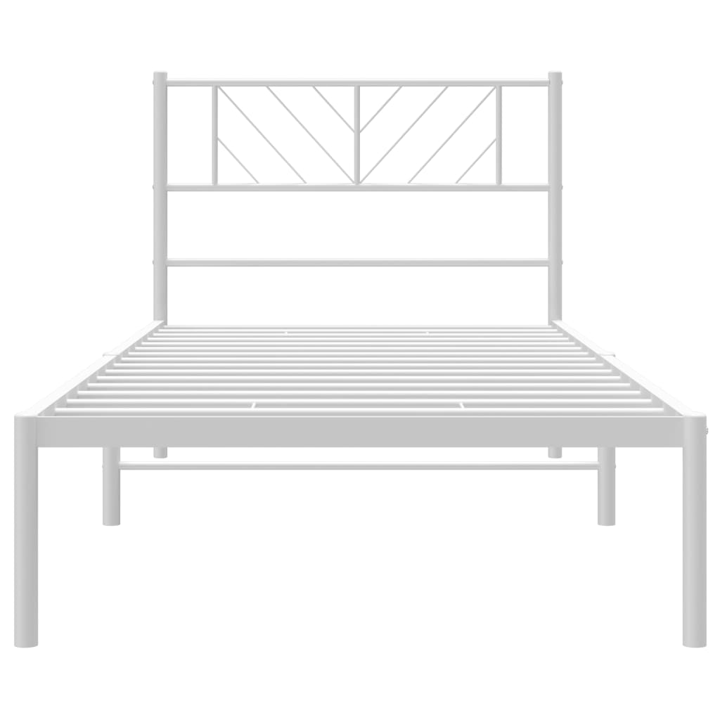 vidaXL Metal Bed Frame without Mattress with Headboard White 90x200 cm